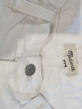 Madewell White High Rise Denim Shorts Frayed Hem Size 24